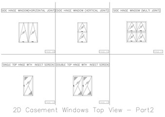 2D Casement Windows Top View