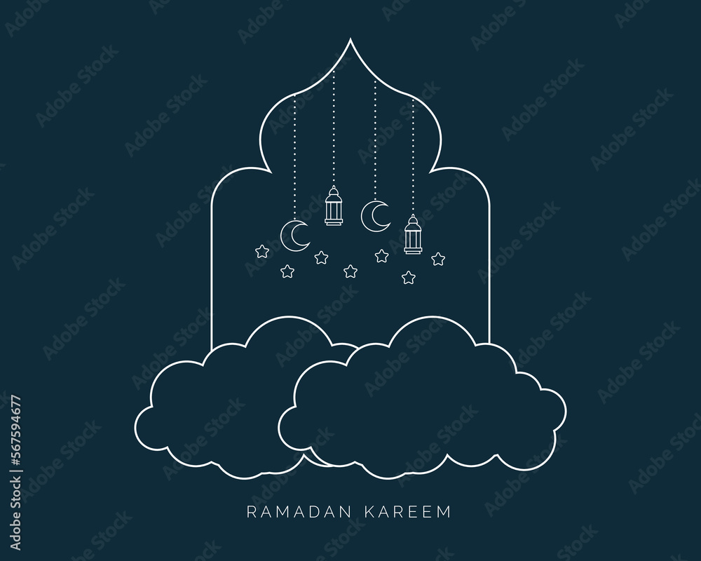 Canvas Prints Ramadan Kareem Line Art Template