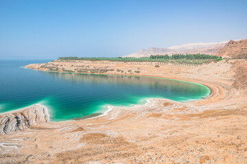 turkusowa woda wybrzeża morza martwego