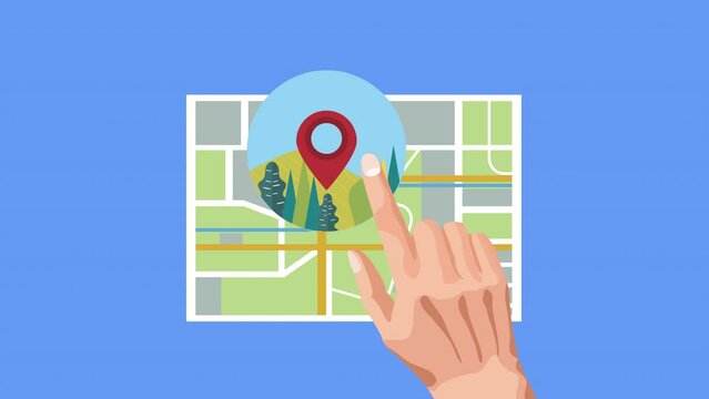 street paper map guide animation