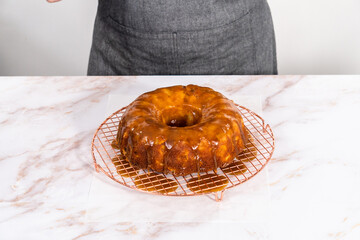 Apple bundt cake with caramel glaze