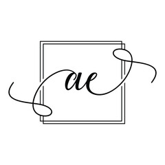 AE Initial handwriting minimalist logo Design