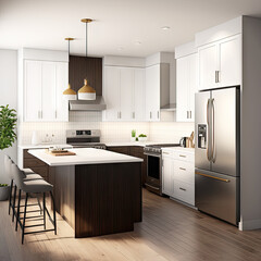 Modern kitchen design, contemporary , sleek, minimal cabinetry, open concept