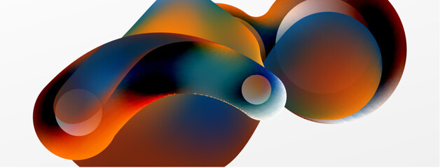 Fluid abstract background. Liquid color gradients composition. Round shapes and circle flowing design for wallpaper, banner, background or landing