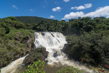 Véu das Noivas Waterfall. Bridal Veil. Poços de Caldas, Minas Gerais, Brazil. Ribeirão das Antas river.