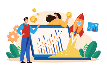 Stock Market Research Illustration concept on white background