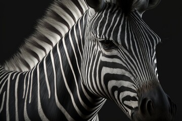 Plakat A striped zebra. Generative AI.