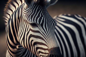 A striped zebra. Generative AI.