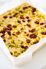 Cranberry pistachio fudge