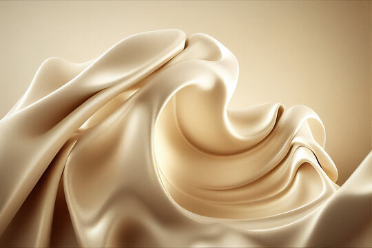 Cream Of Chocolate Soft Beige Texture, Smudges Ice Cream Satin Background, Generative Ai