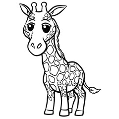 Vector illustration of giraffe cartoon - Coloring book for kids