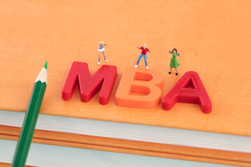 Miniature scene, striving to obtain MBA degree, cheering