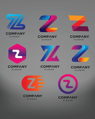  modern letter z logo templates, a colorful abstract logo with the letter z. 