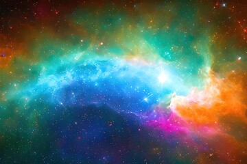 Fototapeta na wymiar Illustration of colorful nebula space cosmic
