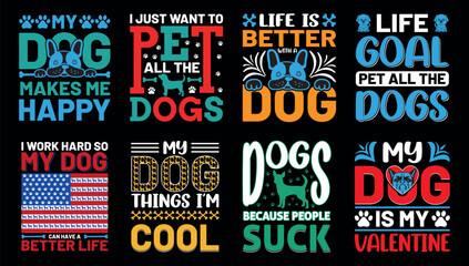 Naklejka premium Dog Typography T Shirt Design Bundle