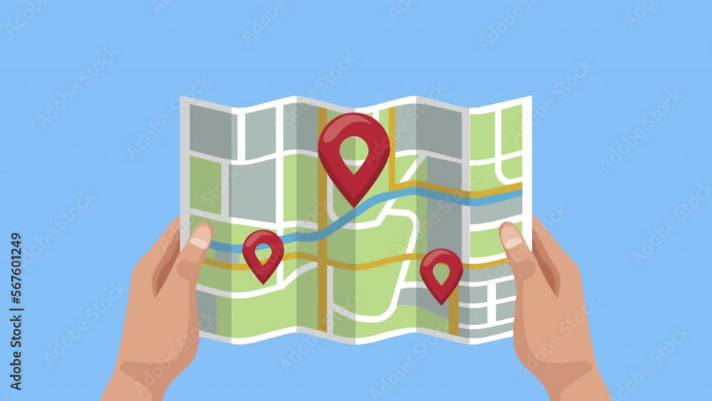 Poster pin pointer location in paper street map