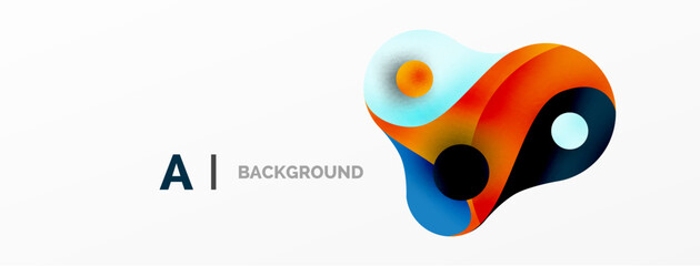 Flowing geometric shapes minimalist abstract background. Round shapes and circles. Wallpaper for concept of AI technology, blockchain, communication, 5G, science, business