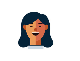 Illustration of Smiling Happy girl Flat design Vector. female face Illustration Icon Avatar isolated on white background. Perfect for coloring book, textiles, icon, web, painting, books, t-shirt print