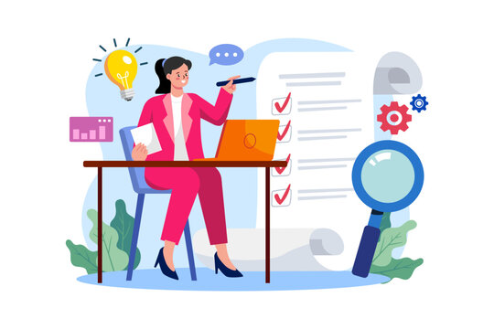 Female employee working on the tasklist