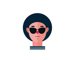 Illustration of Smiling Happy girl Flat design Vector. female face Illustration Icon Avatar isolated on white background. Perfect for coloring book, textiles, icon, web, painting, books, t-shirt print