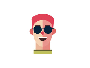 Cool Man profile photo icon, Profile Icon Male Head. Face Flat Design Vector Illustration. Perfect for coloring book, textiles, icon, web, painting, books, t-shirt print.