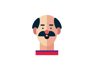 People Avatar Flat Vector Graphic. Male portrait, man face character isolated on white background. flat face vector. Perfect for coloring book, textiles, icon, web, painting, books, t-shirt print.