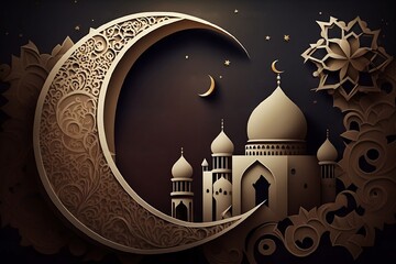 Photo Islamic decoration background with mosque Made with Generative AI