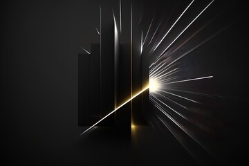 Black and white background, lines and light flares isolated in dark black solid background, perfect for design and business background prints generative ai.