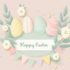 Easter Monday cute illustration graphic with copy space background. Generative ai.