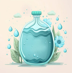 World water day cute illustration graphic with copy space background. generative ai. 