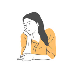 illustration of woman daydreaming depression