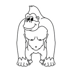 Funny gorilla cartoon vector coloring page