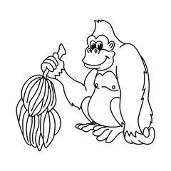 Funny gorilla cartoon vector coloring page