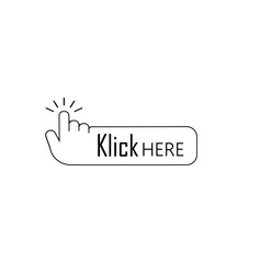 click here sign on white background	