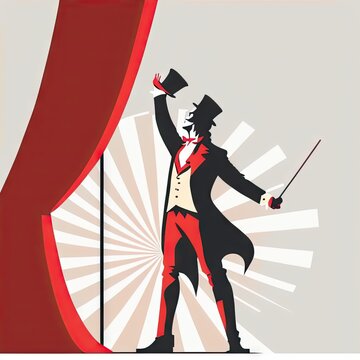 A ringmaster announcing acts in a big top illustration Generative AI
