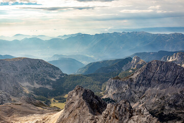 Fototapeta premium Hiking tour across Plemenice to Triglav 