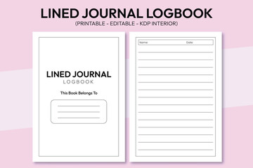 Lined Journal Logbook KDP Interior Design