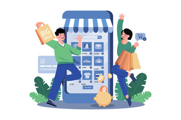 Couple Shopping For A Discount.