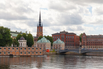 Fototapeta na wymiar STOCKHOLM, SWEDEN - AUGUST 24, 2022: Touristic view of Old Town (Gamla Stan)