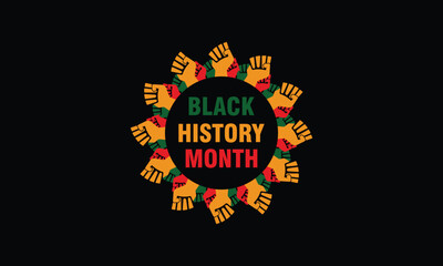 Black History Month banner with geometric african style pattern illustration on black background. Black History Month vector banner design template. 