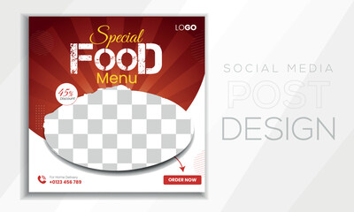 Special yummy Food social media banner post design template for Restaurants in square size.Food collection card template.