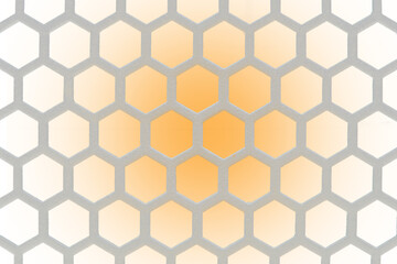 White hexagonal grid isolated on transparent background, hexagon grid, silver honeycomb