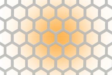 White hexagonal grid isolated on transparent background, hexagon grid, silver honeycomb