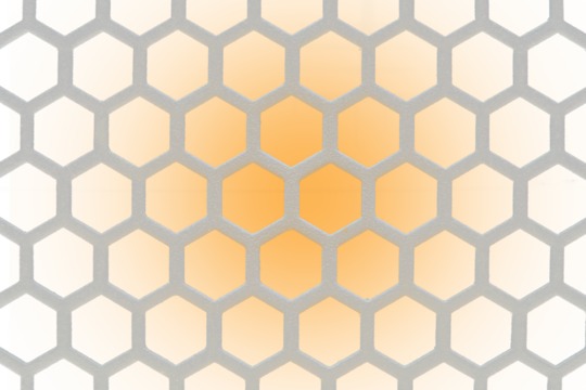 White hexagonal grid isolated on transparent background, hexagon grid, silver honeycomb