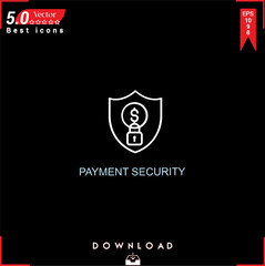  PAYMENT SECURITY icon vector on black background. Simple, isolated, flat icons, icons, apps, logos, website design or mobile apps for business marketing management,
UI UX design Editable stroke.EPS10