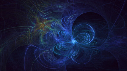 3D rendering abstract blue fractal light background