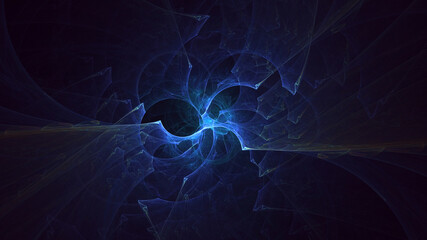 3D rendering abstract blue fractal light background