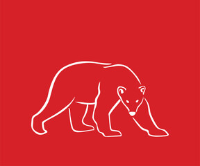 POLAR BEAR LOGO, silhouette of white line drawing bear vector illustrations