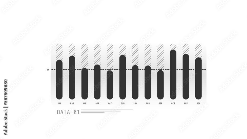 Poster animated hud infographic element month column chart.