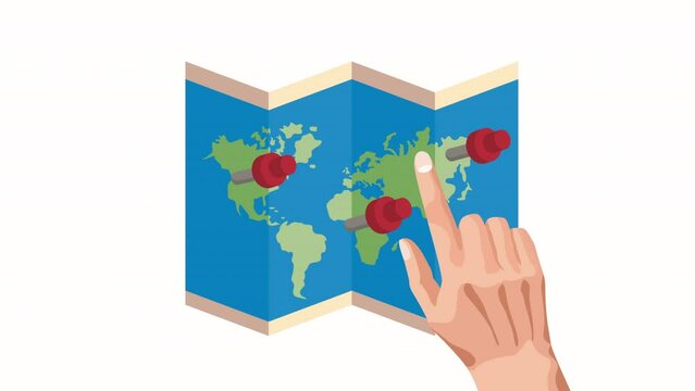 world planet paper map animation